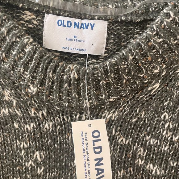 NWT Old Navy Knitted Cotton-Blend Sweater; Speckled Green; Medium (Regular) - Picture 8 of 10